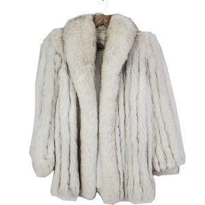 Evans Blue Fox Fur Coat Jacket SZ 8